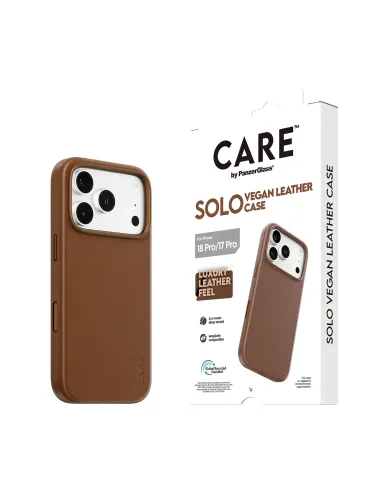 PanzerGlass CARE™ by ® Solo Vegan Leather Case Brown w. MagSafe iPhone 18 Pro | 17 Pro funda para teléfono móvil Marrón