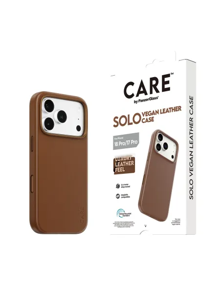 PanzerGlass CARE™ by ® Solo Vegan Leather Case Brown w. MagSafe iPhone 18 Pro | 17 Pro funda para teléfono móvil Marrón