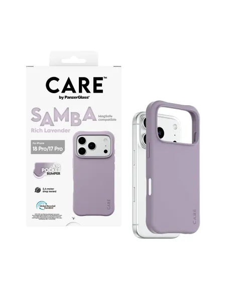 PanzerGlass CARE™ by ® Samba Case Rich Lavender w. White MagSafe iPhone 18 Pro | 17 Pro funda para teléfono móvil Púrpura