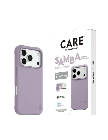 PanzerGlass CARE™ by ® Samba Case Rich Lavender w. White MagSafe iPhone 18 Pro | 17 Pro funda para teléfono móvil Púrpura