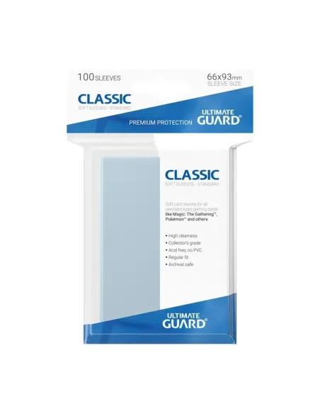 Fundas transparentes de cartas ultimate guard classic soft tamaño estándar (100)