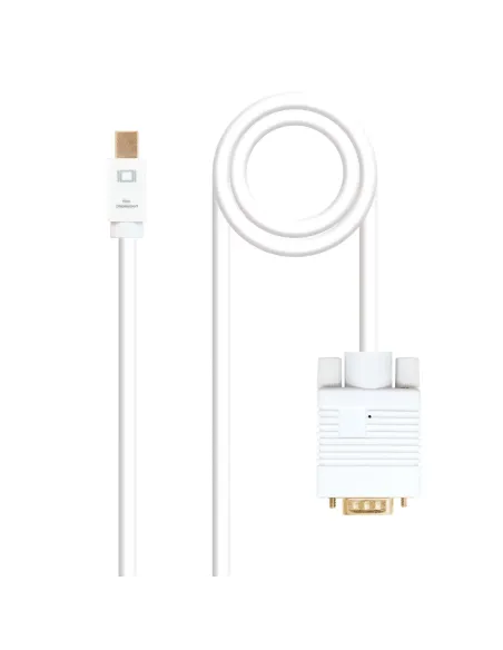 Nanocable Cable conversor Mini DP a VGA, Mini DP M - VGA M, Blanco, 2.0 M