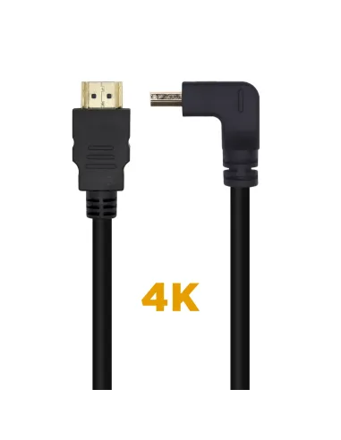 AISENS Cable HDMI V2.0 Acodado Premium Alta Velocidad   HEC 4K@60Hz 18Gbps, A M-A M, Negro, 2.0m