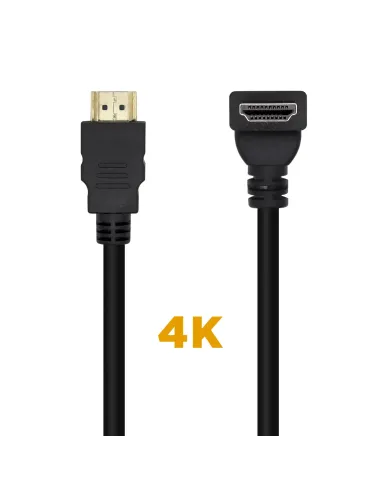 AISENS Cable HDMI V2.0 Acodado Premium Alta Velocidad   HEC 4K@60Hz 18Gbps, A M-A M, Negro, 2.0m