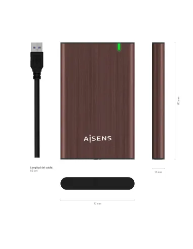 AISENS Caja Externa 2.5" ASE-2525BWN 9.5 mm SATA A USB 3.0 USB 3.1 Gen1, Marron