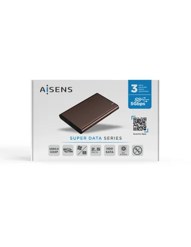 AISENS Caja Externa 2.5" ASE-2525BWN 9.5 mm SATA A USB 3.0 USB 3.1 Gen1, Marron