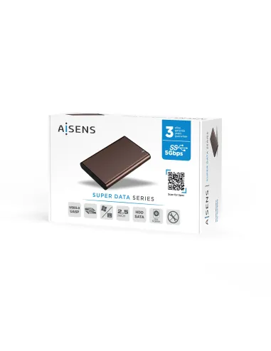 AISENS Caja Externa 2.5" ASE-2525BWN 9.5 mm SATA A USB 3.0 USB 3.1 Gen1, Marron