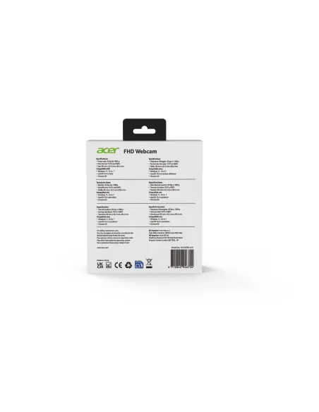 Acer HP.EXPBG.019 cámara web 2 MP 1920 x 1080 Pixeles USB Negro