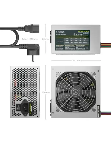 AISENS Fuente Alimentacion ATX 500W con Cable de Alimentacion OEM, Plata