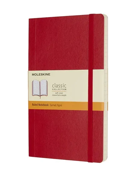LIBRETA CLASICA TAPA BLANDA ROJO ESCARLATA L (13X21CM) RAYADA MOLESKINE QP616F2