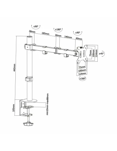 AISENS DT32TSR-039 soporte para monitor 81,3 cm (32") Escritorio Negro