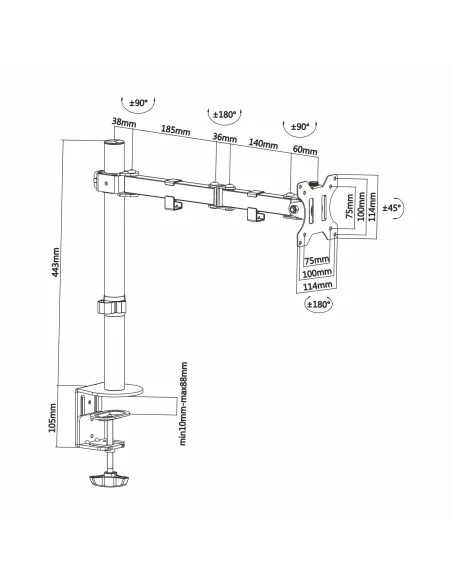 AISENS DT32TSR-039 soporte para monitor 81,3 cm (32") Escritorio Negro