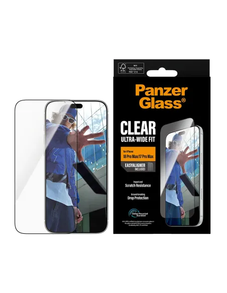 PanzerGlass ® Screen Protector iPhone 18 Pro Max | 17 Pro Max | Ultra-Wide Fit w. EasyAligner Protector de pantalla 1 pieza(s)