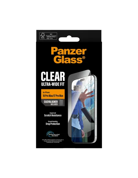 PanzerGlass ® Screen Protector iPhone 18 Pro Max | 17 Pro Max | Ultra-Wide Fit w. EasyAligner Protector de pantalla 1 pieza(s)