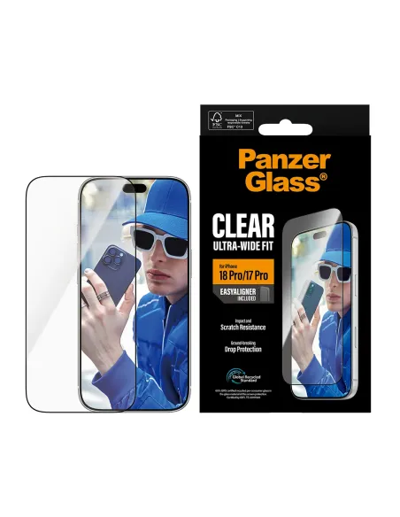 PanzerGlass ® Screen Protector iPhone 18 Pro | 17 Pro | Ultra-Wide Fit w. EasyAligner Protector de pantalla 1 pieza(s)