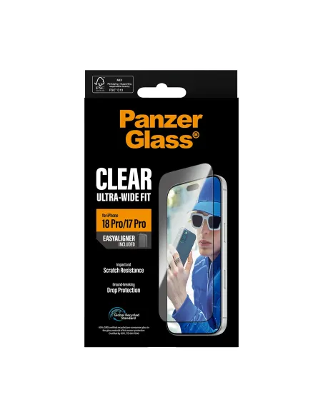 PanzerGlass ® Screen Protector iPhone 18 Pro | 17 Pro | Ultra-Wide Fit w. EasyAligner Protector de pantalla 1 pieza(s)