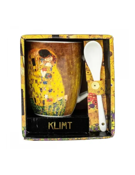Taza con cuchara enesco el beso gustav klimt