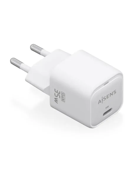 AISENS Cargador GaN 35W, 1xUSB-C PD3.0 QC4.0, Blanco