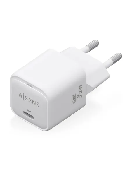 AISENS Cargador GaN 35W, 1xUSB-C PD3.0 QC4.0, Blanco