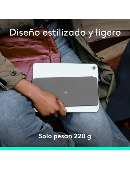 Logitech Keys-To-Go 2, teclado inalámbrico portátil para iPad con tapa integrada, estilizado y compacto, para iPad, iPhone, Mac