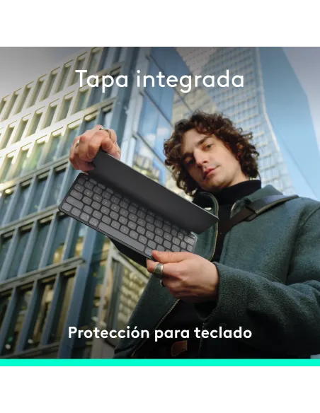 Logitech Keys-To-Go 2, teclado inalámbrico portátil para iPad con tapa integrada, estilizado y compacto, para iPad, iPhone, Mac