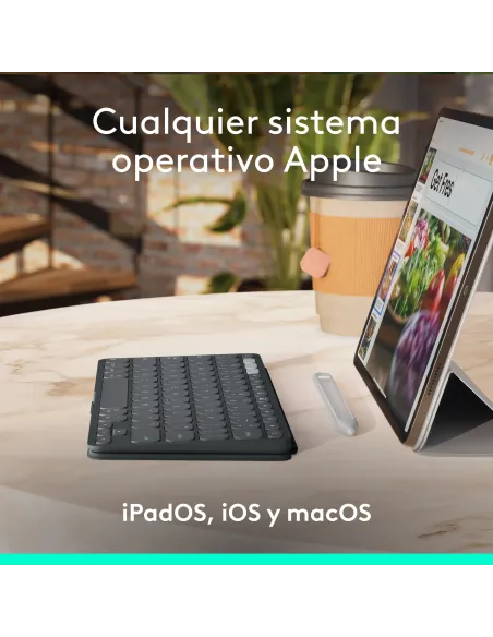 Logitech Keys-To-Go 2, teclado inalámbrico portátil para iPad con tapa integrada, estilizado y compacto, para iPad, iPhone, Mac