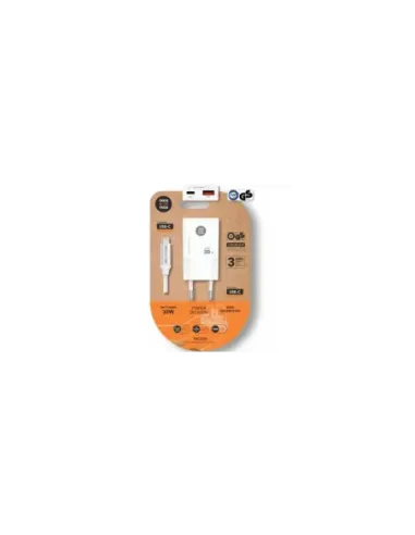 Cargador de Pared Tech One Tech TEC2231/ 1xUSB Tipo-C/ 1xUSB + Cable USB Tipo-C/ 30W/ Blanco