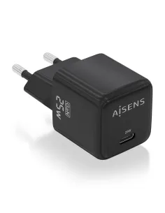 AISENS Cargador GaN 25W, 1xUSB-C PD3.0 QC4.0, Negro