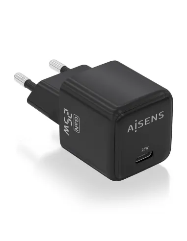 AISENS Cargador GaN 25W, 1xUSB-C PD3.0 QC4.0, Negro