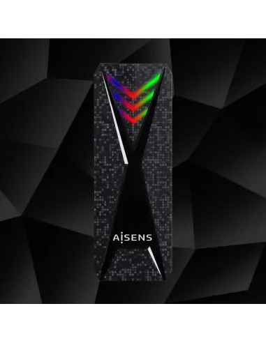 AISENS Caja Externa M.2 (NGFF) RGB Gaming ASM2-RGB013B NVMe a USB3.2 Gen2, Negra
