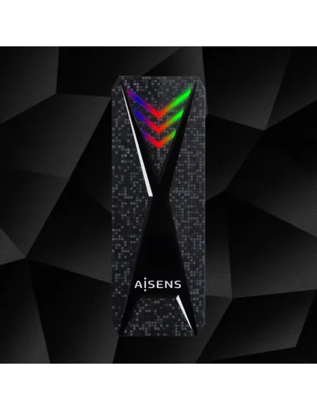 AISENS Caja Externa M.2 (NGFF) RGB Gaming ASM2-RGB013B NVMe a USB3.2 Gen2, Negra