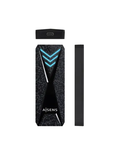 AISENS Caja Externa M.2 (NGFF) RGB Gaming ASM2-RGB013B NVMe a USB3.2 Gen2, Negra