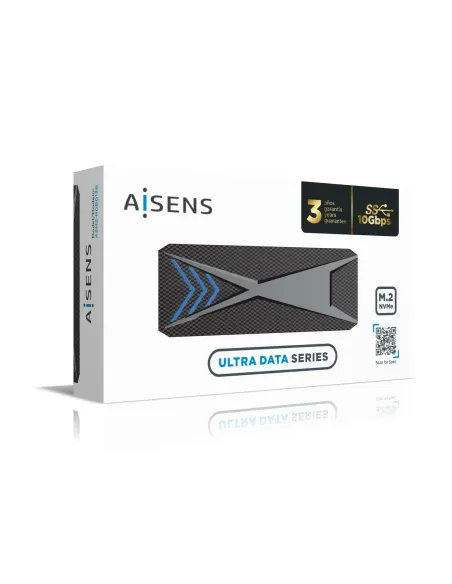AISENS Caja Externa M.2 (NGFF) RGB Gaming ASM2-RGB013B NVMe a USB3.2 Gen2, Negra