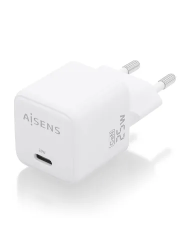 AISENS Cargador GaN 25W, 1xUSB-C PD3.0 QC4.0, Blanco