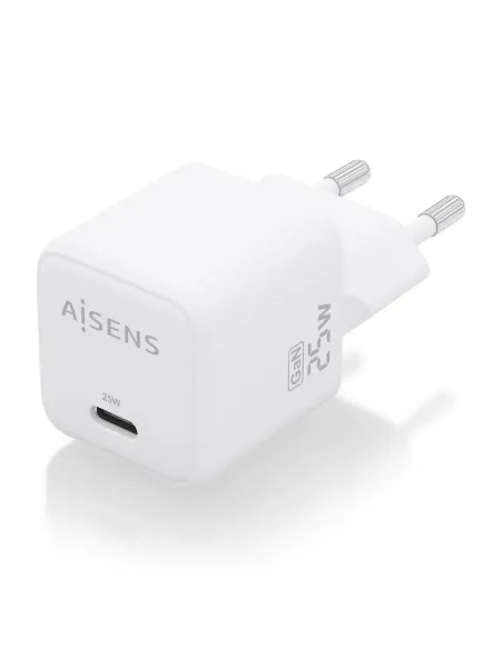 AISENS Cargador GaN 25W, 1xUSB-C PD3.0 QC4.0, Blanco