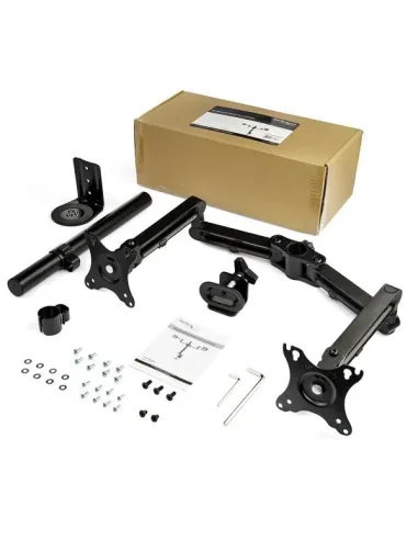 StarTech.com Soporte de Escritorio para 2 Monitores - Mordaza Ojal para Escritorio - Brazo Articulado Ergonómico para Monitores