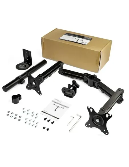 StarTech.com Soporte de Escritorio para 2 Monitores - Mordaza Ojal para Escritorio - Brazo Articulado Ergonómico para Monitores