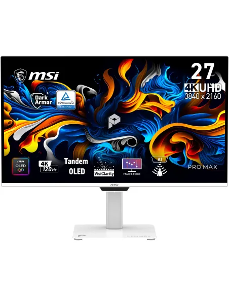 MSI Pro MAX 271UPXW12G pantalla para PC 67,3 cm (26.5") 3840 x 2160 Pixeles UltraWide Full HD QD-OLED Blanco