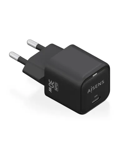 AISENS Cargador Gan 30W, 1xUSB-C PD3.0 QD4.0, Negro