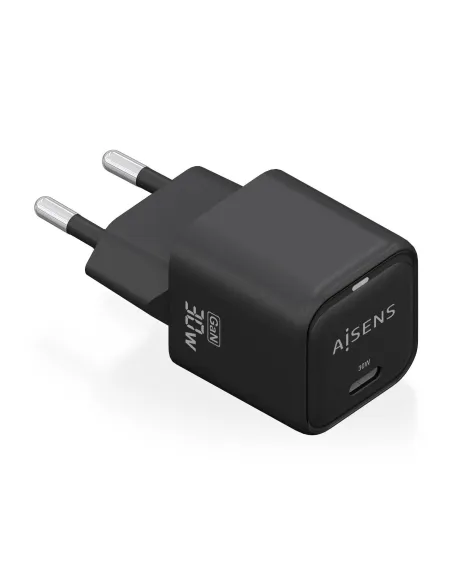 AISENS Cargador Gan 30W, 1xUSB-C PD3.0 QD4.0, Negro