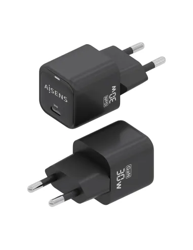 AISENS Cargador Gan 30W, 1xUSB-C PD3.0 QD4.0, Negro