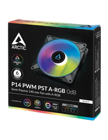 ARCTIC P14 PWM PST A-RGB 0dB Carcasa del ordenador Ventilador 14 cm Negro 1 pieza(s)