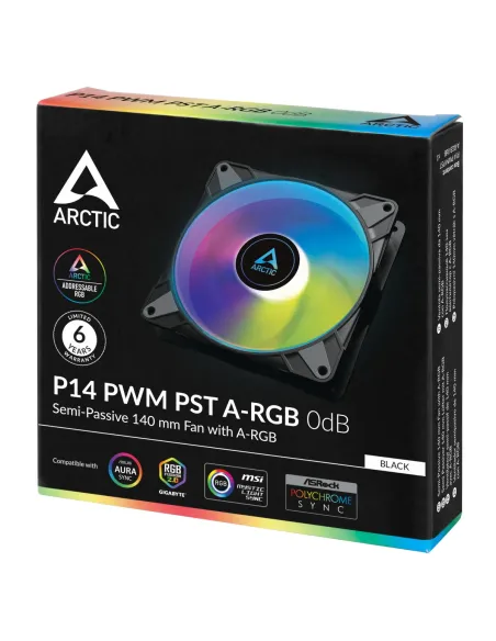 ARCTIC P14 PWM PST A-RGB 0dB Carcasa del ordenador Ventilador 14 cm Negro 1 pieza(s)