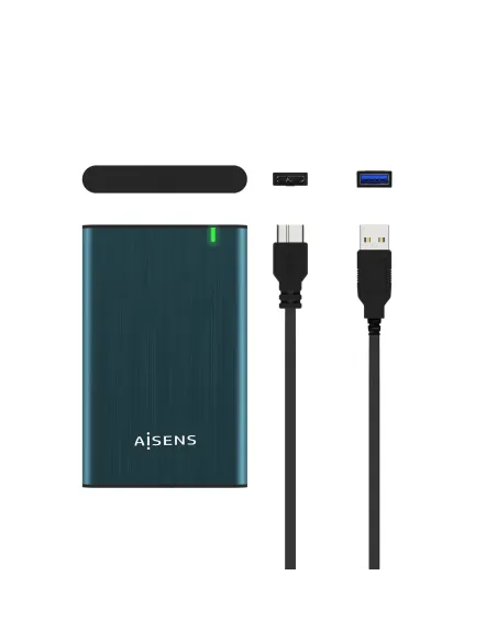 AISENS Caja Externa 2.5" ASE-2525PB 9.5 mm SATA A USB 3.0 USB 3.1 Gen1, Azul Pacifico