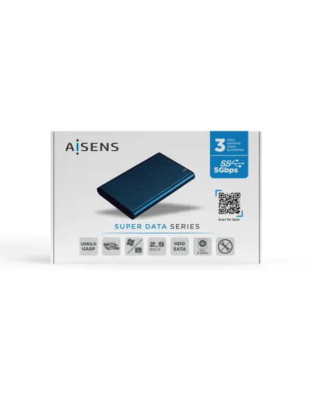 AISENS Caja Externa 2.5" ASE-2525PB 9.5 mm SATA A USB 3.0 USB 3.1 Gen1, Azul Pacifico