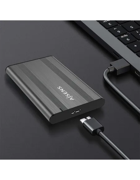 AISENS Caja Externa 2,5″ 9.5mm SATA a USB 3.0 USB3.1 Gen1, Gris
