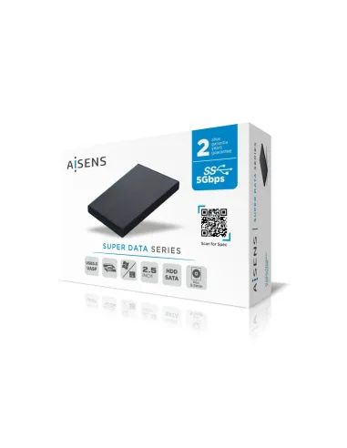 AISENS Caja externa 2,5" ASE-2530B 9.5 mm SATA a USB 3.0 USB 3.1 Gen1, Negra