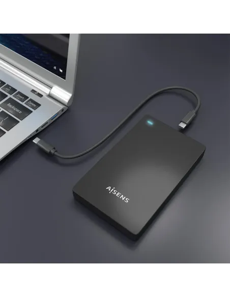 AISENS Caja Externa 2.5″ 9.5mm SATA a USB-C USB3.1 Gen1, Negra