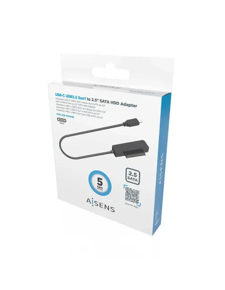 AISENS Adaptador SATA a USB-C USB3.0 USB3.1 Gen1 para Discos Duros 2.5″, Negro