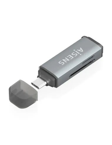 AISENS Lector De Tarjetas SD, Micro SD, MMC, Rs-MMC, MMC Micro, USB-C, Gris